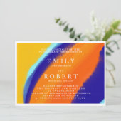 ウオタクはっきりしたロオレンジとブルーの結婚式招待状 招待状 (スタンド正面)