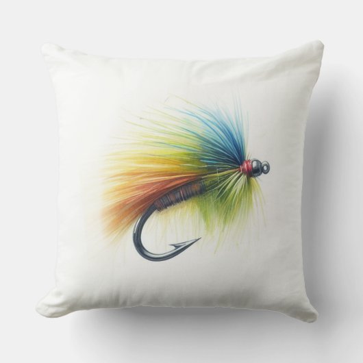 ウオータイ絵画ズフライ釣り装飾用クッション クッション (正面)