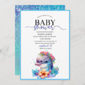 ウオータカラーかわいいドルフィンベビーシャワー招待状 招待状 (正面/裏面)