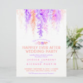 ウオータカラーつる植物紫オレンジ婚礼後 招待状 (スタンド正面)