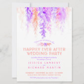 ウオータカラーつる植物紫オレンジ婚礼後 招待状 (正面)