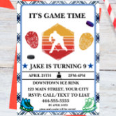 ウオータカラーアイスホッケー誕生日テーマ招待状 招待状