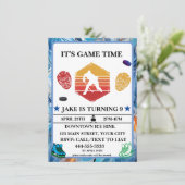 ウオータカラーアイスホッケー誕生日テーマ招待状 招待状 (スタンド正面)