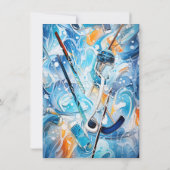 ウオータカラーアイスホッケー誕生日テーマ招待状 招待状 (裏面)