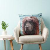 ウオータカラーアイリッシュウオータースパニエル犬ドッグ顔 クッション (椅子)