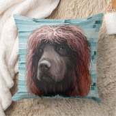 ウオータカラーアイリッシュウオータースパニエル犬ドッグ顔 クッション (ブランケット)