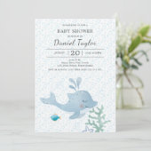 ウオータカラーイルカベビーベビーシャワー招待状 招待状 (スタンド正面)