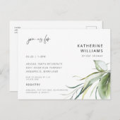 ウオータカラーウィスピー植物性モダンブライダルシャワー ポストカード (正面/裏面)