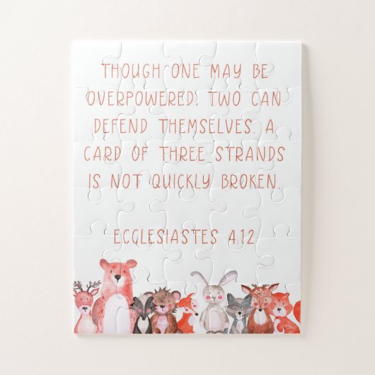 ウオータカラーウッドランドベビーアニマル子供部屋アートポスター ジグソーパズル (縦)