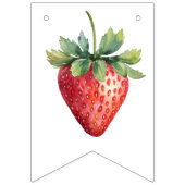 ウオータカラーエレガントストロベリーベリーハッピーバースデー バンティングフラッグ (第1の旗)
