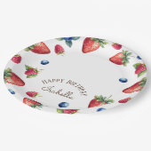 ウオータカラーエレガントストロベリーベリーハッピーバースデー ペーパープレート (アングル)