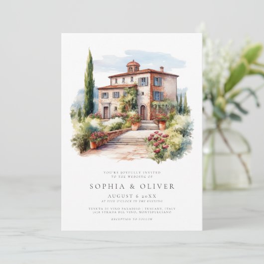 ウオータカラーエレガントヴィンヤ結婚ード 招待状 (スタンド正面)