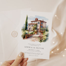 ウオータカラーエレガントヴィンヤ結婚ード 招待状