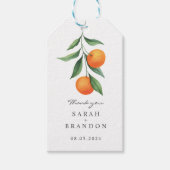 ウオータカラーオレンジシトラスサマー結婚ズ ギフトタグ (正面)