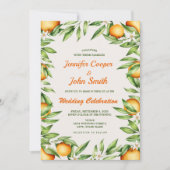 ウオータカラーオレンジシトラスフルーツ結婚植物園 招待状 (正面)