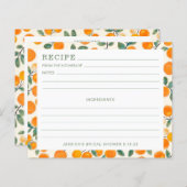 ウオータカラーオレンジ柑橘系ブライダルシャワーレシピカード (正面/裏面)