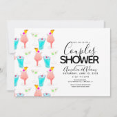 ウオータカラーカクテル色彩の鮮やかカップルシャワーイベント 招待状 (正面)