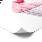 ウオータカラーカップケーキピンクタイポグラフィ引用文キッチン ポスター (角)