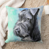 ウオータカラーケリーブルーテリア犬顔 クッション (ブランケット)