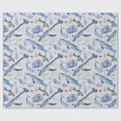 ウオータカラーシーライフセールオルカスドルフィンズグリッター ラッピングペーパー (フラット)