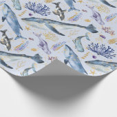 ウオータカラーシーライフセールオルカスドルフィンズグリッター ラッピングペーパー (角)