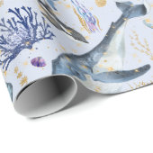 ウオータカラーシーライフセールオルカスドルフィンズグリッター ラッピングペーパー (ロールコーナー)