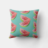 ウオータカラースイカペアサマーティール(緑がかった色) クッション (裏面)