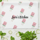 ウオータカラースイカポップ・アートのキッモダンチン キッチンタオル (折り畳み)