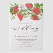 ウオータカラーストロベリーガーランドボタニッ結婚クス ベラム紙招待状 (正面)