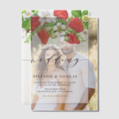 ウオータカラーストロベリーガーランドボタニッ結婚クス ベラム紙招待状 (オフセット (カップル))