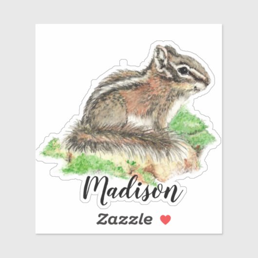 ウオータカラーチプムンクアニマル名前をカスタムする シール (シート)