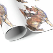 ウオータカラーハウリングコヨーテパック動物自然 ラッピングペーパー (ロールコーナー)