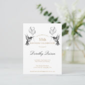 ウオータカラーハミングバードバルーン誕生日招待状 ポストカード (スタンド正面)