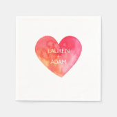 ウオータカラーハート紙ナプキンズ結婚式 スタンダードカクテルナプキン (正面)