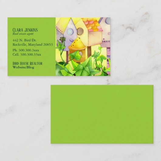 ウオータカラーバードハウス実在エステートエージェント 名刺 (正面/裏面)