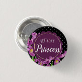 ウオータカラーパープルアイリスボタニカルフローラ水玉模様 缶バッジ (正面&裏面)