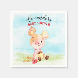 ウオータカラーピギー赤ちゃんシャワーファーム スタンダードカクテルナプキン