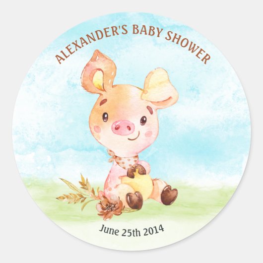 ウオータカラーピギー赤ちゃんシャワーファーム ラウンドシール (正面)