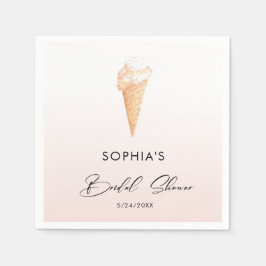 ウオータカラーピンクアイスクリームブライダルシャワーナプキンス スタンダードカクテルナプキン