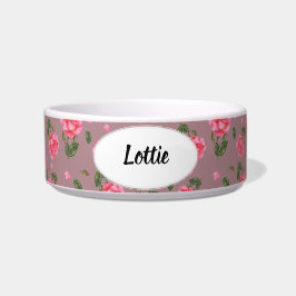 ウオータカラーピンクローズボタニカルイラストレーション ボウル