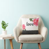 ウオータカラーピンクローズボタニカルフローラ水玉模様 クッション (椅子)