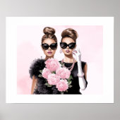 ウオータカラーファッショニスタエレガントスブラックサングラス ポスター (正面)