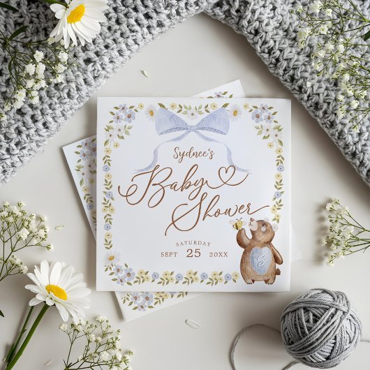 ウオータカラーフローラウッドランドニットベア男の赤ちゃん スタンダードランチョンナプキン