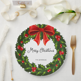 ウオータカラーホリーベリー及びレッドリボンフェスティバル ペーパープレート