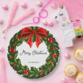 ウオータカラーホリーベリー及びレッドリボンフェスティバル ペーパープレート (パーティー)