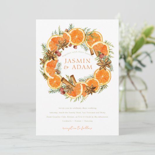 ウオータカラーミカン地中海のシトラス結婚ズ 招待状 (スタンド正面)