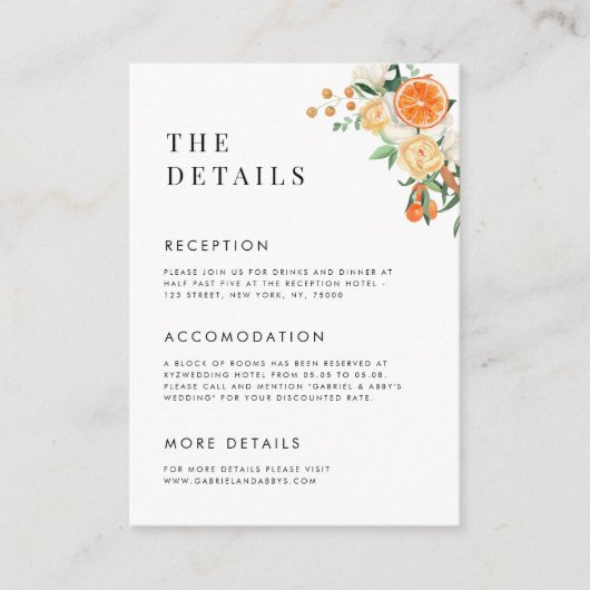 ウオータカラーミカン結婚タンジェリン詳細 エンクロージャーカード (正面)