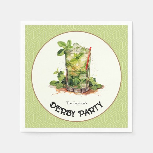 ウオータカラーミントジュレプダービーパーティー スタンダードカクテルナプキン (正面)
