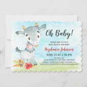 ウオータカラーヤギ赤ちゃんシャワーファーム招待状 招待状 (正面)