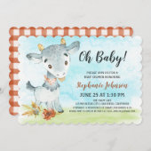 ウオータカラーヤギ赤ちゃんシャワーファーム招待状 招待状 (正面/裏面)